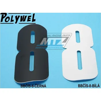 Polep vozidla Číslo startovní 8 - provedení MX - rozměry: 150x60mm - barva: bílá BBČÍS-8-BÍLÁ