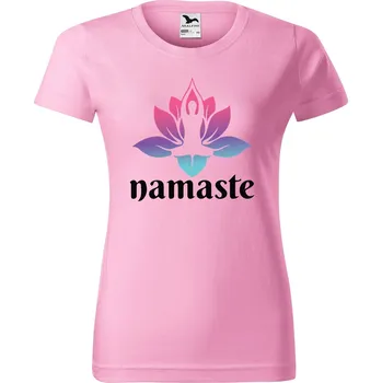 DOBRÝ TRIKO Dámské tričko s potiskem Namaste Barva: Růžová, Velikost: S