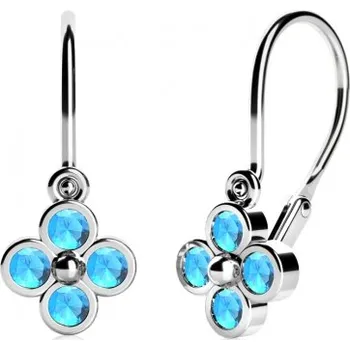 Náušnice Couple, Decentní dětské náušnice Alia, bílé zlato a světle modré zirkony, 585-53-3-1088.1B00.0.00.003.14