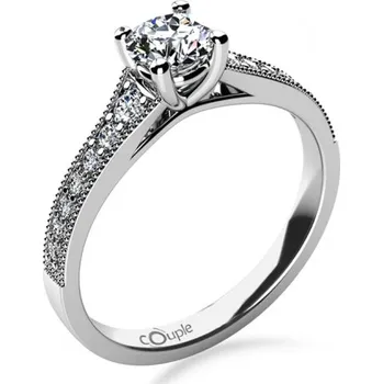 Šperk Couple, Třpytivý zásnubní prsten Esme, bílé zlato a zirkony, vel. 50, prům. 15.9 mm, 585-52-1-0046.1B00.0.50.001