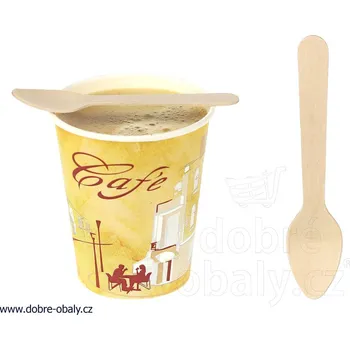 Příbor Dřevěná kávová lžička 105 mm, 100 ks