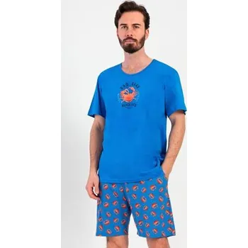 Pánské pyžamo Pánské pyžamo šortky Vienetta Secret Bad crab modrá XXL