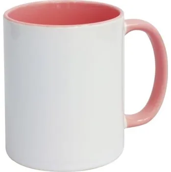 Hrnek pro potisk - 330 ml bílý, růžové ucho,uvnitř