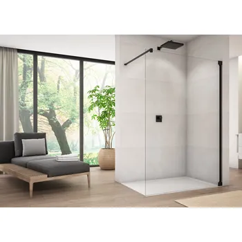 Ronal CADURA CAT4 Walk-In Pevná stěna samostatná 100 cm Šířka: 1000 mm, Profil: Černá, Sklo: Hladké čiré