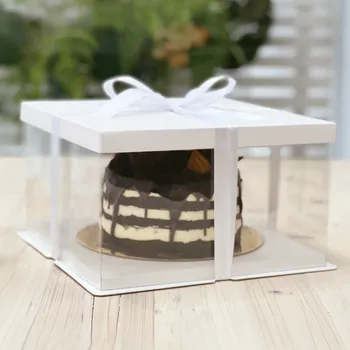 Krabice na dort s ozdobnou stuhou 20x20x15 cm