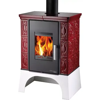 Krbová kamna 0332315520000 Kachlová kamna s výměníkem černá, bordeaux kachle + vychlazovací smyčka Haas+Sohn EMPOLI AL II