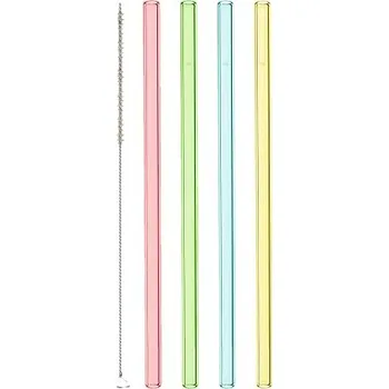 Leonardo Skleněná brčka barevná 20 cm (4+1)