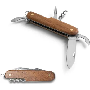 Multifunkční nůž BELPIANO. Multifunkční kapesní nůž z nerezové oceli a dřeva 5 bez potisku bez potisku