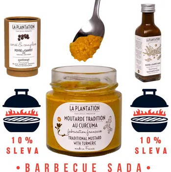 Koření La Plantation Grilovací sada - Kampotský pepř černý, francouzská hořčice a pepřová omáčka La Plantation