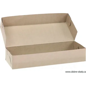 Jednorázové nádobí Krabice na zákusky 13 x 33 x 6 cm HNĚDÁ