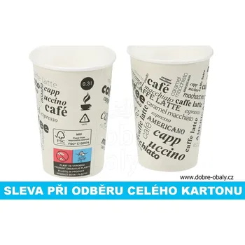 Jednorázové nádobí Papírový kelímek na kávu 350 ml (0,3 l) CAFÉ - Papírový kelímek