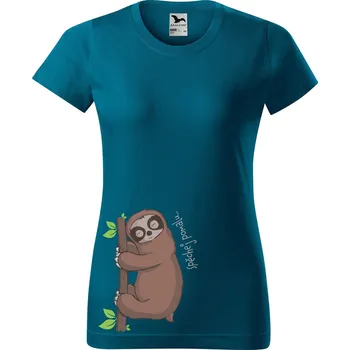 DOBRÝ TRIKO Dámské tričko s potiskem Spěchej pomalu Barva: Petrolejová, Velikost: S