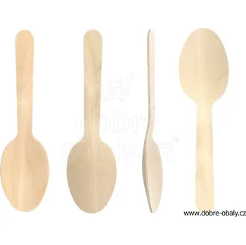 Příbor Dřevěná lžíce XL 165 mm, 100 ks