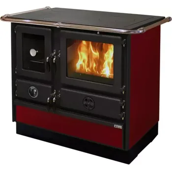 Sporák na tuhá paliva 418019 Sporák na tuhá paliva s výměníkem červený levý MBS SUPER THERMO MAGNUM