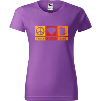 DOBRÝ TRIKO Dámské tričko Peace love beer Barva: Fialová, Velikost: XL