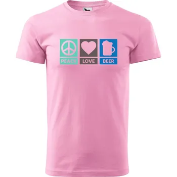 Pánské tričko DOBRÝ TRIKO Pánské tričko Peace love beer Velikost: L, Barva: Růžová