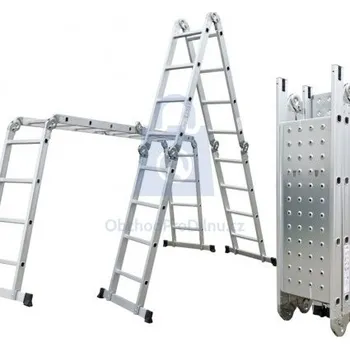 Žebřík Štafle multifunkční hliníkové, 3x kloub, s podlážkou, G21 3,7 m, balení 1 ks