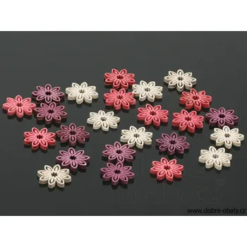 Party dekorace Dřevěná dekorace mix barev KVĚTINY 3922, 24 ks