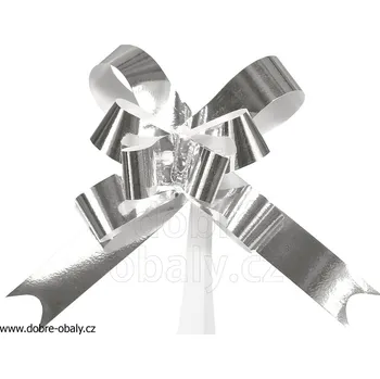 Stuha Mašle stahovací 2 x 50cm metal PRESENT STŘÍBRNÁ