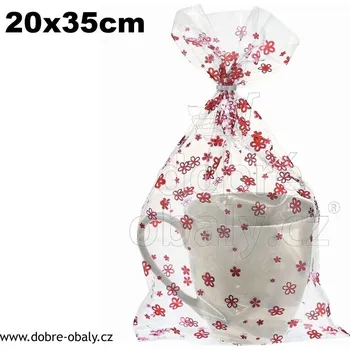 Sáček celofánový s potiskem 20 x 35 cm KVĚTY ČERVENÉ - Sáček cel