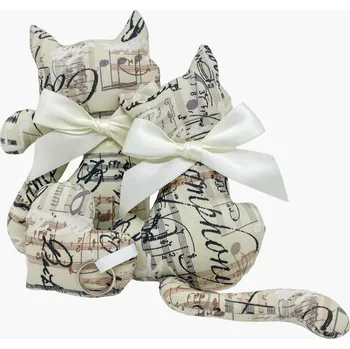 Dekorativní polštářek Kočka s levandulí - noty Varianta: kočka malá, Dárkové balení: ne