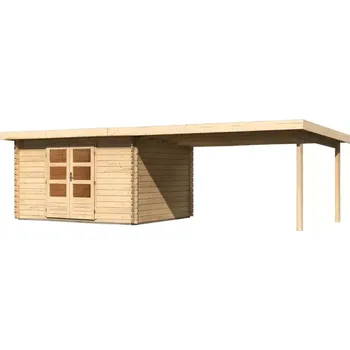 Zahradní stavba LG2938 Dřevěný domek KARIBU BASTRUP 7 + přístavek 400 cm (77807) natur