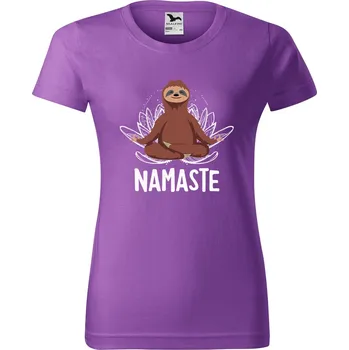 Dámské tričko DOBRÝ TRIKO Dámské tričko s potiskem Namaste lenochod Barva: Fialová, Velikost: XL
