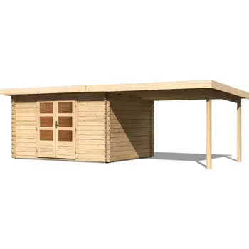 Zahradní stavba LG2935 Dřevěný domek KARIBU BASTRUP 7 + přístavek 300 cm (73308) natur