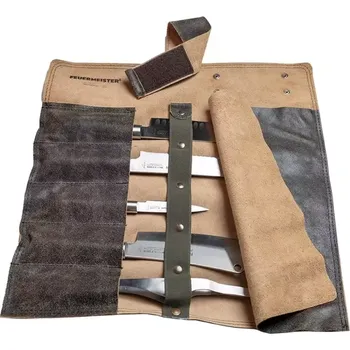 Pouzdro na nůž ANTIKANTRACIT Kožené rolovací pouzdro na nože FEUERMEISTER ANTIK antracit