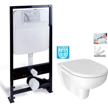 PRIM předstěnový instalační systém bez tlačítka + WC JIKA LYRA PLUS RIMLESS + SEDÁTKO DURAPLAST SLOWCLOSE PRIM_20/0026 X LY2