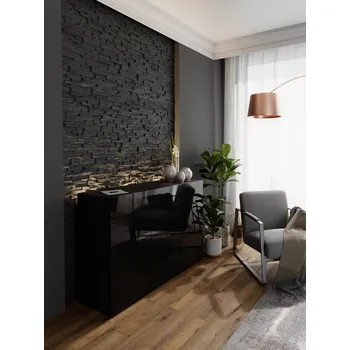 Obývací stěna MOB Berny 44 (černá + černý lesk)