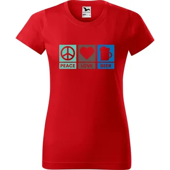Dámské tričko DOBRÝ TRIKO Dámské tričko Peace love beer Barva: Červená, Velikost: M