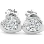 Náušnice z bílého zlata srdíčka se zirkony na šroubek 1,30g