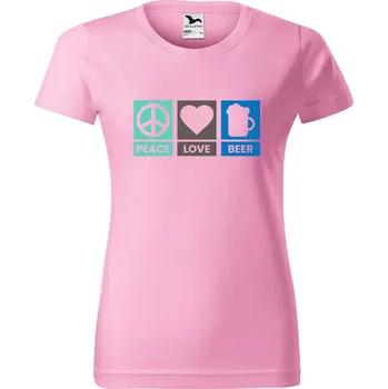 DOBRÝ TRIKO Dámské tričko Peace love beer Barva: Růžová, Velikost: L