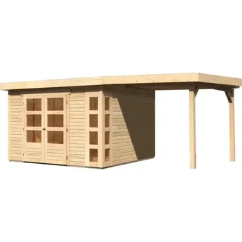 Zahradní stavba LG2997 Dřevěný domek KARIBU KERKO 6 + přístavek 240 cm (93282) natur