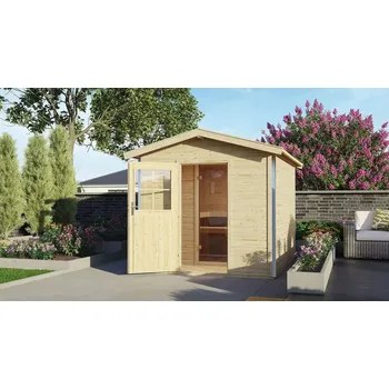 Sauna LG4001 Finská sauna KARIBU BOSS 1 (87367) s předsíní natur