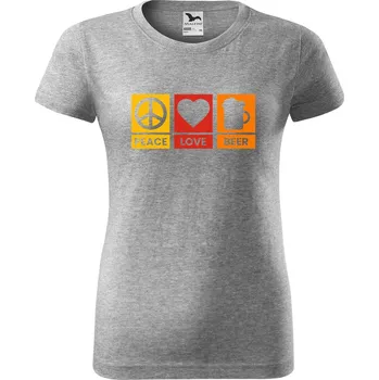 Dámské tričko DOBRÝ TRIKO Dámské tričko Peace love beer Barva: Tmavě šedý melír, Velikost: 3XL