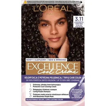 Barva na vlasy L'Oreal Paris, Excellence Cool Creme farba na vlasy 3.11 Ultrafine Dark Brown