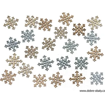 Vánoční dekorace Vánoční dřevěná dekorace VLOČKA 8885682, 24 ks