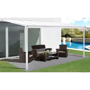 Pergola LG2119 Hliníková pergola LANITPLAST WALL 33 bílá + opál PC