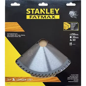 Pilový kotouč STA15610 Pilový kotouč TCT/HM brousitelný pro příčné řezy 250 x 30 mm, 60 zubů Stanley