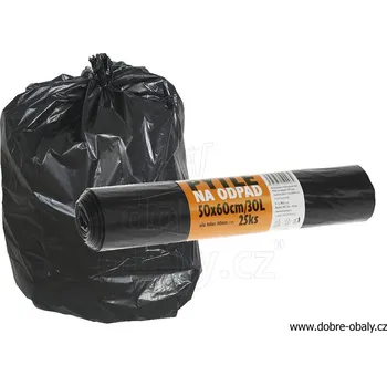 Pytle na odpadky Pytle 50x60 cm EXTRA 40y černý 25ks/role - Pytle 50x60 cm EXTRA
