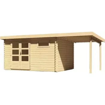 Zahradní stavba LG2939 Dřevěný domek KARIBU BASTRUP 8 + přístavek 200cm (78675) natur
