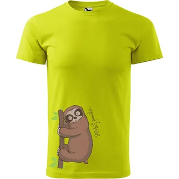 Pánské oblečení DOBRÝ TRIKO Pánské tričko s potiskem Spěchej pomalu Velikost: XS, Barva: Limetková