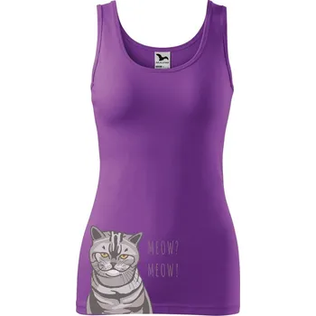 DOBRÝ TRIKO Dámské tílko s potiskem Kočka Velikost: 2XL, Barva: Fialová
