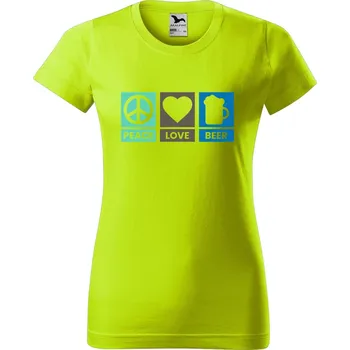 Dámské oblečení DOBRÝ TRIKO Dámské tričko Peace love beer Barva: Limetková, Velikost: S