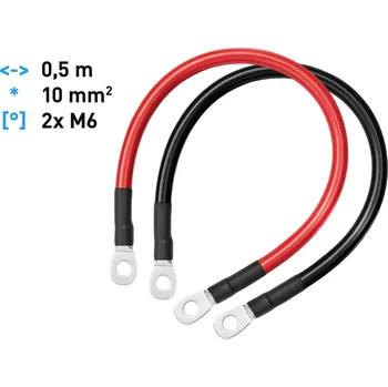 Datový kabel Kabel 10mm2 0,5m 2x očko M6 - pár