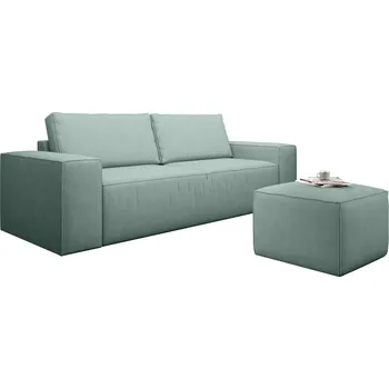 Pohovka MOB Shala 100 (mentolová) (s taburetkou)