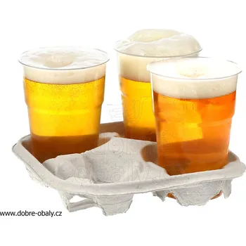 Jednorázové nádobí Papírový podnos na 4 kelímky - Papírový podnos na 4 kelímky, výh