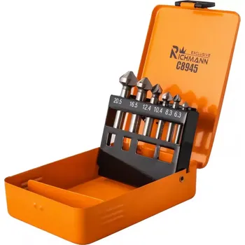 Příslušenství k vrtačce PC8945 Sada kuželových a odhrotovacích záhlubníků HSS, 6 dílů RICHMANN